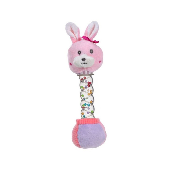 Jucarie Zornaitoare, forma Iepuras cu bilute, Roz, 21 cm, ATU-087182