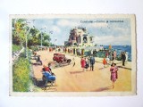 Rară! Carte poștala Constanța semnata de Cesare Galeani:Casinoul si bulevardul,circulată 1930