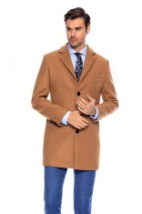 Palton barbati business slim camel B157 foto