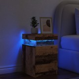 Noptieră cu LED, lemn &icirc;nvechit, 35x39x55 cm, lemn prelucrat
