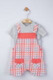 Cumpara ieftin Set salopeta cu tricou in carouri pentru bebelusi, Tongs baby (Culoare: Gri, Marime: 9-12 luni)