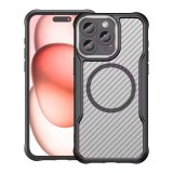 Husă de protectie iPhone 16 pro, inserții carbon, MagSafe, antisoc, Negru, Oem