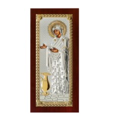 Icoana argintata - Maica Domnului Gerontissa - Sporul casei 14x29,5 cm