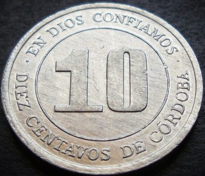 Moneda exotica 10 CENTAVOS de CORDOBA - NICARAGUA, anul 1974 * cod 586 A foto