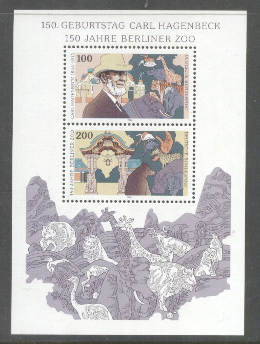 Germany Bundes 1994 Carl Hagenbeck ZOO perf. sheet Mi.B28 MNH DA.164