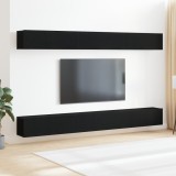 Set de mobilă TV vidaXL din 6 piese, Stejar Negru, Lemn Prelucrat