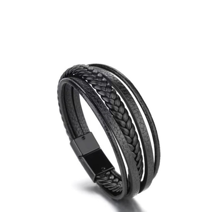 Brățară bărbați piele neagra BT02