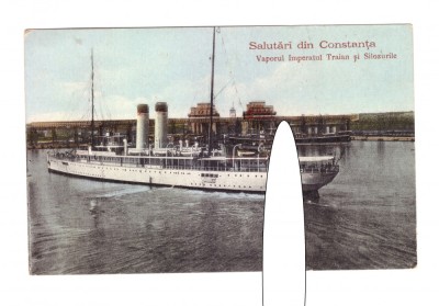 CP Constanta - Vaportul imperatul Traian si Silozurile, necirculata foto