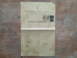Certificat de Naționalitate, original, 1936, Primăria Sectorului I Galben, cu timbre imprimate Carol II