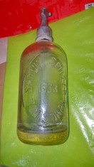 F922-I-Raritate:Sticla sifon 1L Timisoara Samuil Spitzer 1933 stare foarte buna.