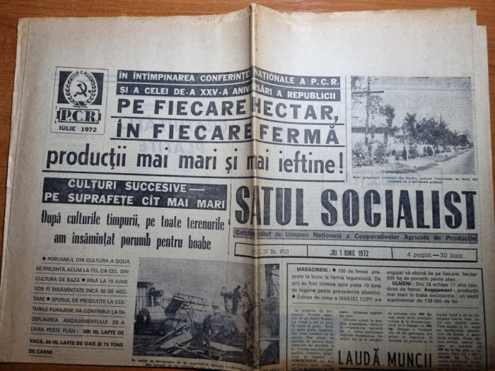 satul socialist 1 iunie 1972-articol timisoara,jud. salaj,buzau