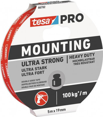 Tesa Mounting PRO Ultra Strong, bandă de montaj, adezivă, dublă față, 19 mm, L-5 m foto