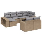 Cumpara ieftin Set canapele de gradina cu perne, 11 piese, bej, poliratan