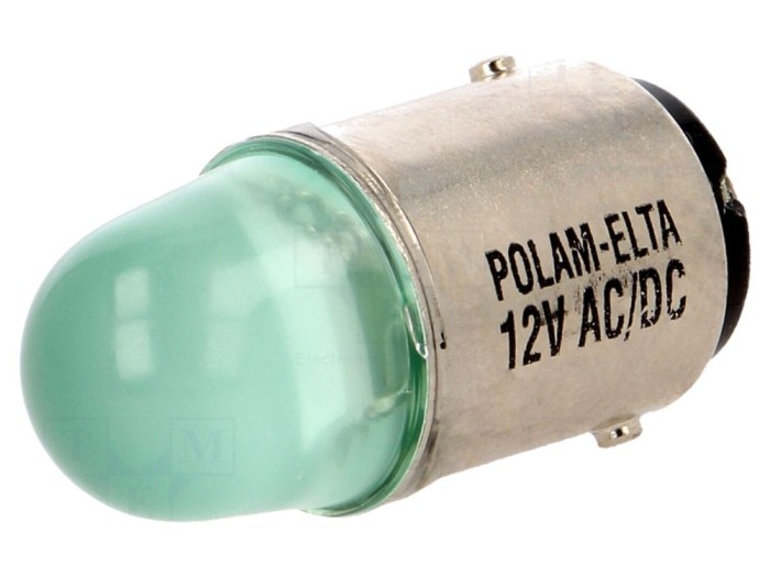 Lampă LED verde 12V BA15D
