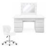 Masa de toaleta/machiaj, Vanessa + scaun Avola, alb, cu oglinda si LED-uri, 130x43x143 cm, Artool