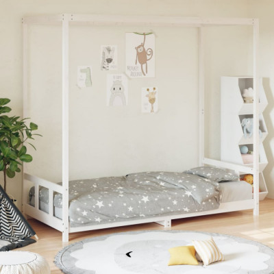 Cadru de pat pentru copii, alb, 90x200 cm, lemn masiv de pin GartenMobel Dekor foto