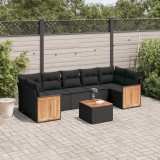 Gossi set mobilier de gradina cu perne, 8 piese, negru, poliratan