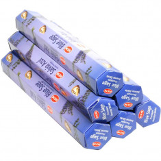 Set 6 cutii betisoare parfumate Salvie Albastra, gama profesionala Hem Blue Sage purificarea spatiilor, suport gratuit