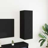 vidaXL Raft TV de perete &icirc;n stejar negru - 30.5 x 30 x 90 cm, din lemn ingineresc.