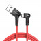 Cablu pentru incarcare si transfer de date BlitzWolf Right Angle BW-AC2, USB/Micro-USB, 2.4A, 90cm, Rosu