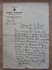Document Antet Frontul Plugarilor / Proprietate Dudesti Radu Calciu / Expropiere 1945