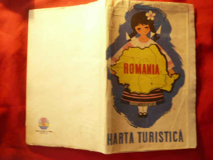 Harta Turistica a Romaniei 1958 , ONT Carpati ,RPR , 93x67 cm