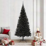 vidaXL Brad de Crăciun cu 300 LED cu suport Negru 210 cm PVC 3396488