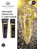 Polygel Unghii Global Fashion cu Sclipici, 30g, #06, Constructie Unghii, Ușor de Modelat, LED/UV