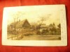 Ilustrata -Peisaj rural- pictura ,circ.1912 Buc.-Craiova cu timbru 5 bani Carol, Circulata, Printata