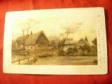 Ilustrata -Peisaj rural- pictura ,circ.1912 Buc.-Craiova cu timbru 5 bani Carol