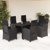Gossi set mobilier de gradina cu perne, 7 piese, negru, poliratan