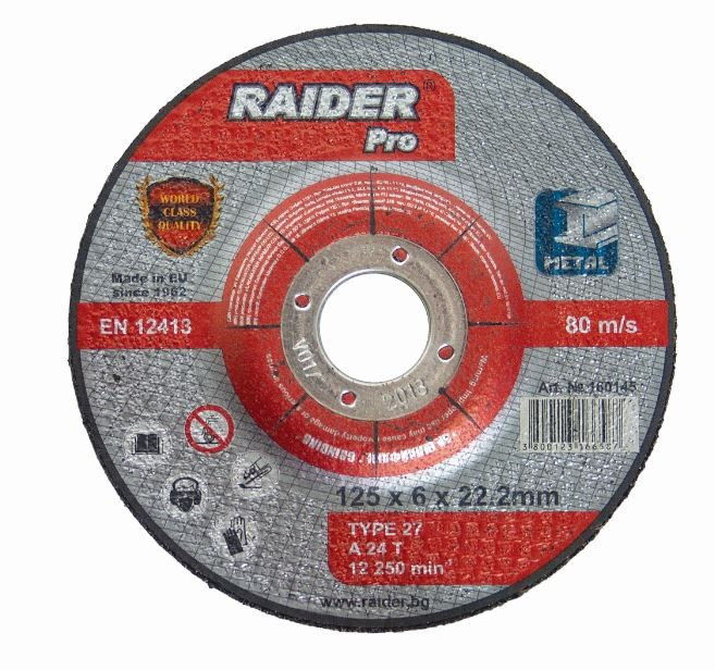 Disc abraziv pentru slefuit metal 230х6х22.2mm RAIDER