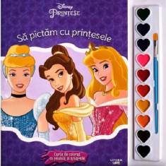 Sa pictam cu printesele - Carte de colorat cu pensula si acuarele |