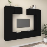 Cumpara ieftin Set dulap TV, 6 piese, negru, lemn prelucrat
