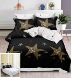 Cumpara ieftin Lenjerie Pat Sigismund Sf078, Bumbac, 4 Piese, Fara Elastic, Imprimeu, Negru