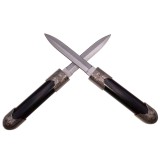 Cutit Vanatoare Tactic IdeallStore D&iacute;a de los Muertos 22cm, 2 Lame Otel Inoxidabil, Negru, Anti-alunecare, Camping, Cutit Dublu