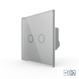 Cumpara ieftin Intrerupator dublu cap scara/cruce wireless cu touch Livolo, gri