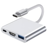 Hub Adaptor Multiport 3 in 1, USB-C, USB 3.1, HDMI 4K, Plug&amp;Play, 10 Gbps, Chipset 1.4 Suport 3D, Docking Station pentru Laptop, Tableta, Portabil, di
