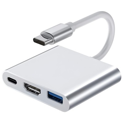 Hub Adaptor Multiport 3 in 1, USB-C, USB 3.1, HDMI 4K, Plug&amp;amp;Play, 10 Gbps, Chipset 1.4 Suport 3D, Docking Station pentru Laptop, Tableta, Portabil, di foto
