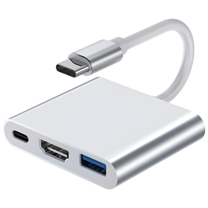 Hub Adaptor Multiport 3 in 1, USB-C, USB 3.1, HDMI 4K, Plug&amp;Play, 10 Gbps, Chipset 1.4 Suport 3D, Docking Station pentru Laptop, Tableta, Portabil, di