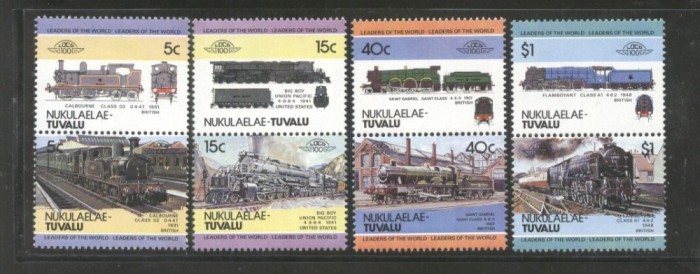 Tuvalu Nukulaelae 1984 Trains Railways 4 pairs Mi.1-8 MNH S.755