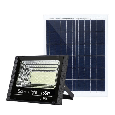 Proiector LED SMD 65W cu incarcare solara Flippy, panou solar, cu telecomanda, suport prindere, material ABS, 3AH, 114 LED-uri, 271Lm, 20x15 cm, negru foto