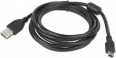 CABLU alimentare si date GEMBIRD, pt. smartphone, USB 2.0 (T) la Mini-USB 2.0 (T), 1.8m, premium, conectori auriti, negru, &amp;quot;CCF-USB2-AM5P-6&amp;quot; (timbru v foto