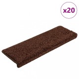 vidaXL Covorașe pentru scări, 20 buc., 65x21x4 cm, maro, cu margini dreptunghiulare
