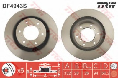 Disc frana MITSUBISHI PAJERO IV (V8_W, V9_W) (2006 - 2016) TRW DF4943S foto