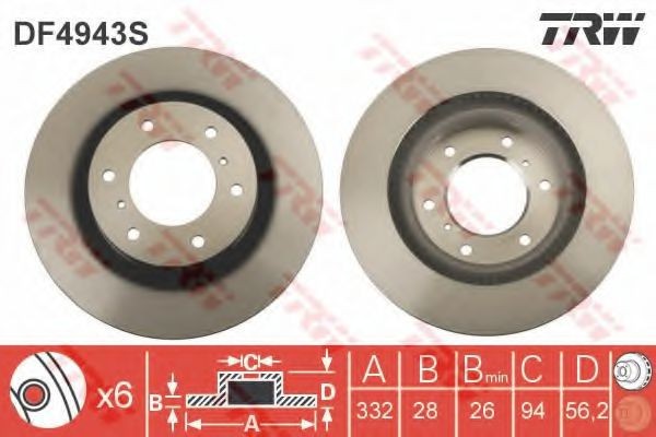 Disc frana MITSUBISHI PAJERO IV (V8_W, V9_W) (2006 - 2016) TRW DF4943S