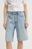 G-Star pantaloni scurți jeans uni, high waist, D27484-D536