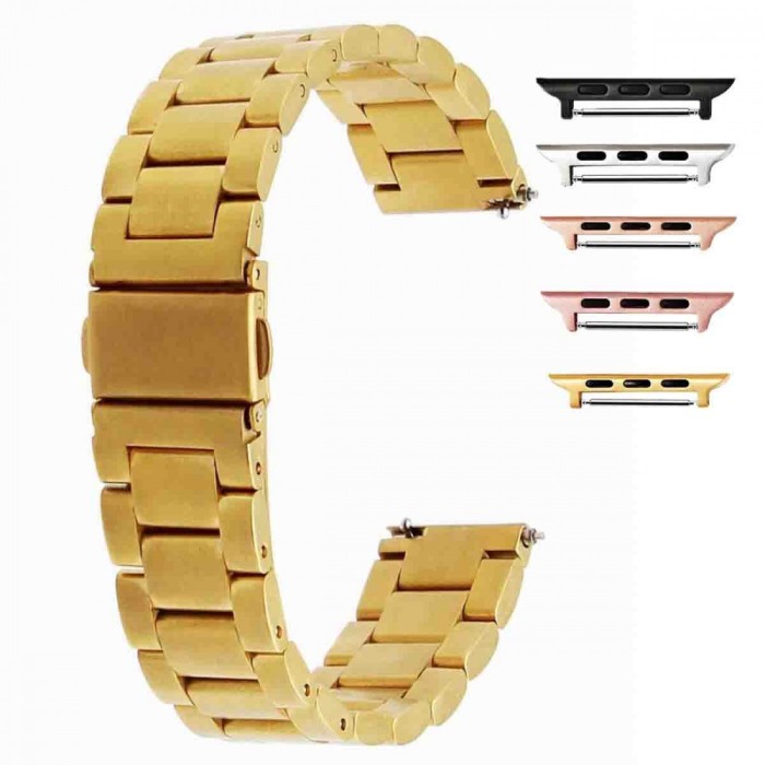 Curea metalica compatibila Apple Watch 9|8|7|6|5|4|3|2|1 Series, 49mm|45mm|44mm|42mm, Gold