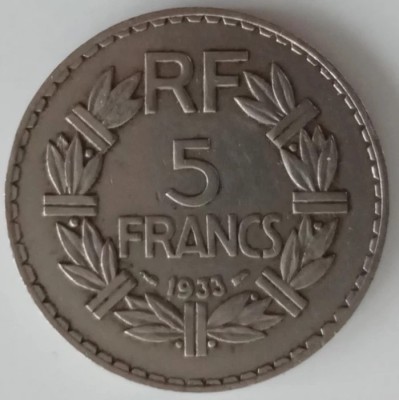 Moneda Franta - 5 Francs 1933 foto