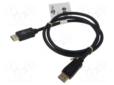 Cablu DisplayPort Goobay 1m negru, mufă DisplayPort, dublu ecranat, suport 8K HDR foto